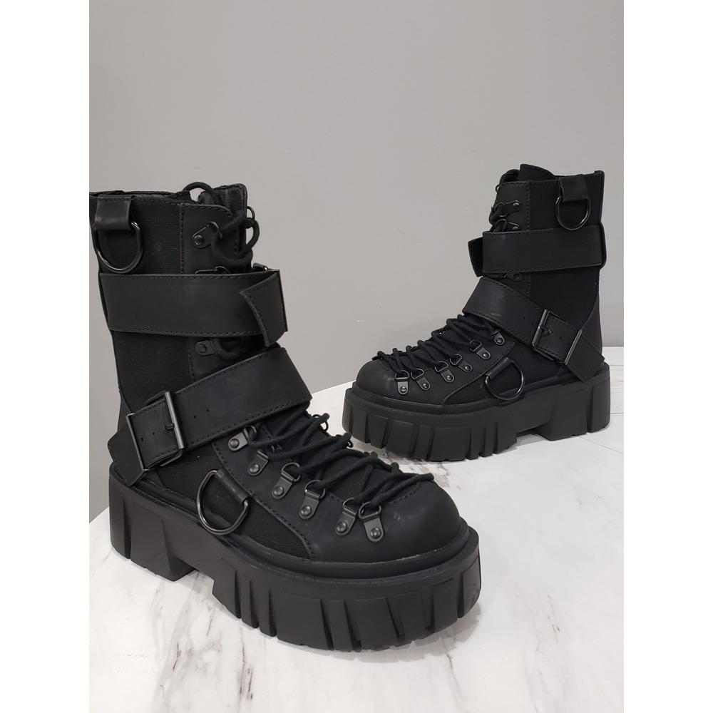 NEW SZ 7 Dolls Kill Club Exx Low Traitor Boots BLACK Platform Combat Burning Man